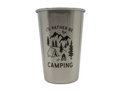 Magic Pine Outfitters I'd Rather Be Camping Stainless Steel Pint Cup